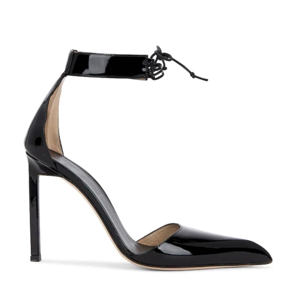 Tom Ford Black Patent Leather Women ankle tie 105 mm pumps size 41 made Italy